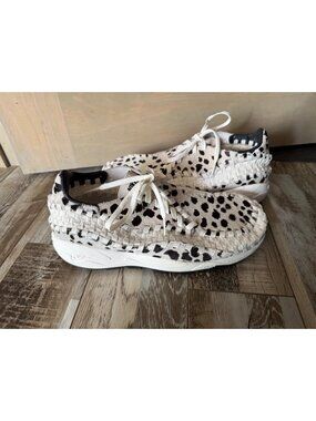 Nike Air Woven Cow Print Sneakers Size 11.5 Mens White & Black Printed Premium S